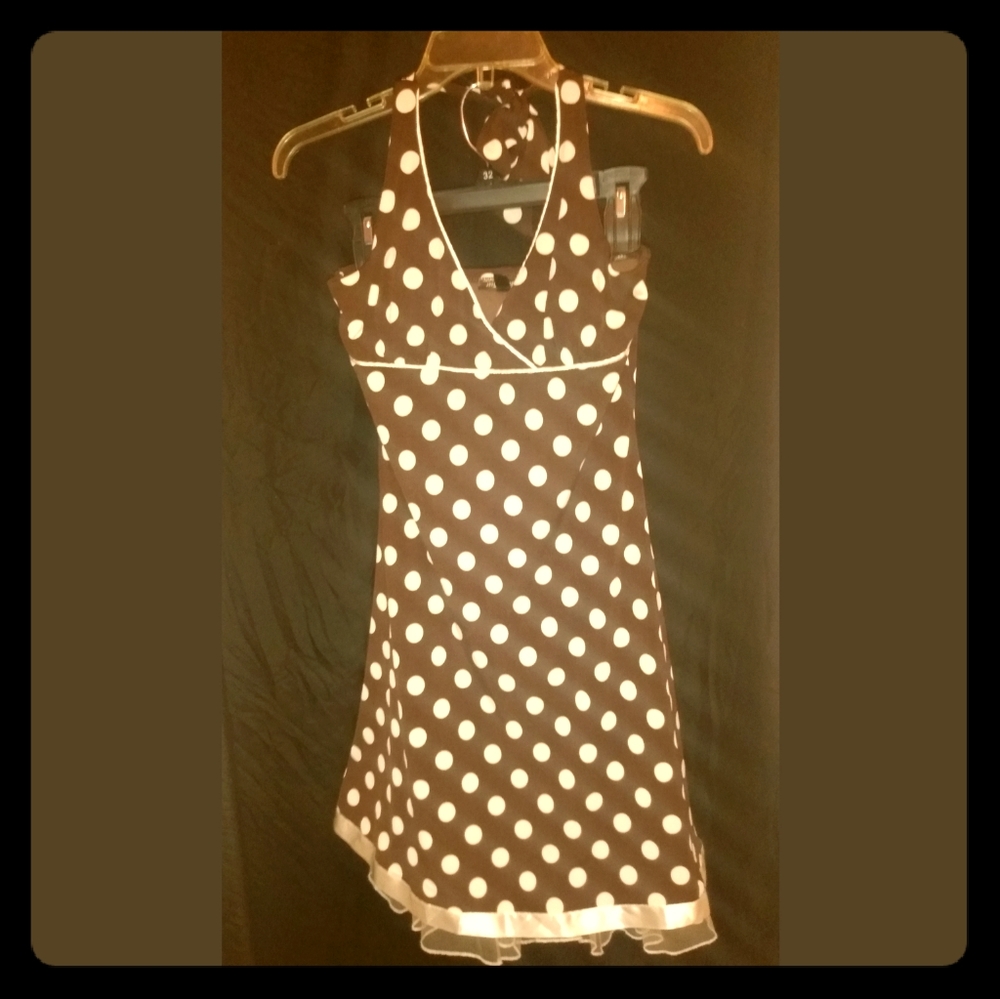 Brown polka dots party dress